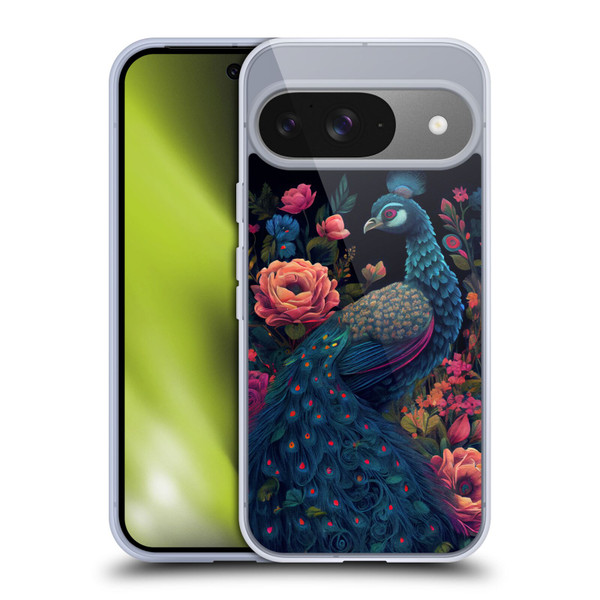 JK Stewart Graphics Peacock In Night Garden Soft Gel Case for Google Pixel 9 / Pixel 9 Pro