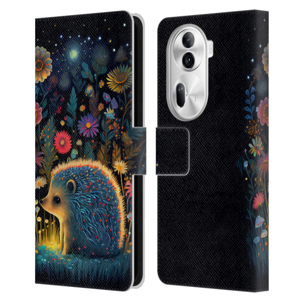 JK Stewart Graphics Little Hedgehog Leather Book Wallet Case Cover For OPPO Reno11