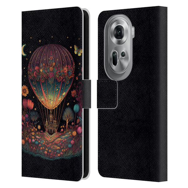 JK Stewart Graphics Hot Air Balloon Garden Leather Book Wallet Case Cover For OPPO Reno11 Pro