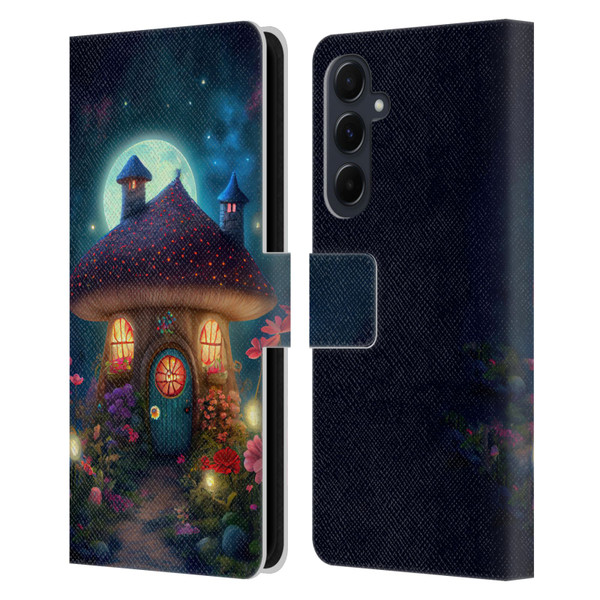 JK Stewart Graphics Mushroom House Leather Book Wallet Case Cover For Samsung Galaxy A55 5G