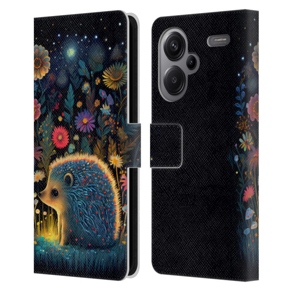 JK Stewart Graphics Little Hedgehog Leather Book Wallet Case Cover For Xiaomi Redmi Note 13 Pro Plus 5G