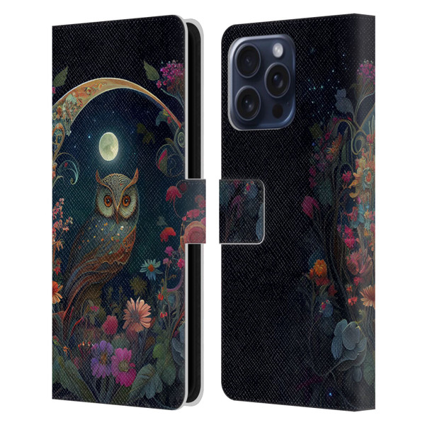 JK Stewart Key Art Owl Leather Book Wallet Case Cover For Apple iPhone 16 Pro Max
