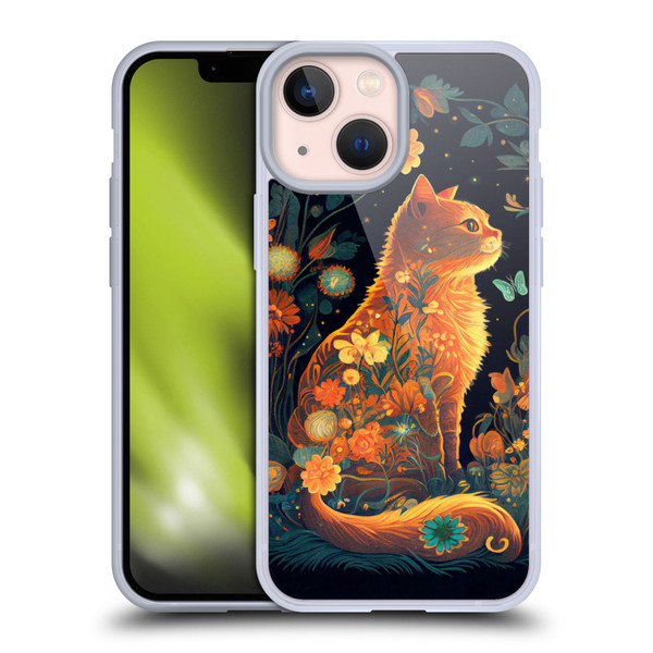 JK Stewart Key Art Orange Cat Sitting Soft Gel Case for Apple iPhone 13 Mini