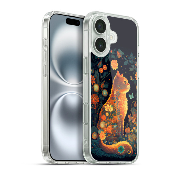 JK Stewart Key Art Orange Cat Sitting Soft Gel Case for Apple iPhone 16 Plus & MagSafe