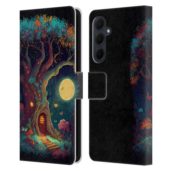JK Stewart Key Art Tree With Small Door In Trunk Leather Book Wallet Case Cover For Samsung Galaxy A35 5G