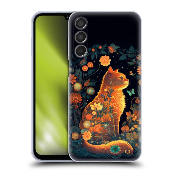 JK Stewart Key Art Orange Cat Sitting Soft Gel Case for Samsung Galaxy M15/F15 5G