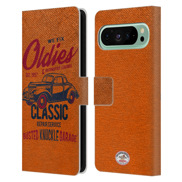 Busted Knuckle Garage Graphics Classic Leather Book Wallet Case Cover For Google Pixel 9 Pro XL