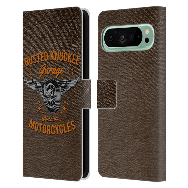 Busted Knuckle Garage Graphics Motorcycles Leather Book Wallet Case Cover For Google Pixel 9 Pro XL