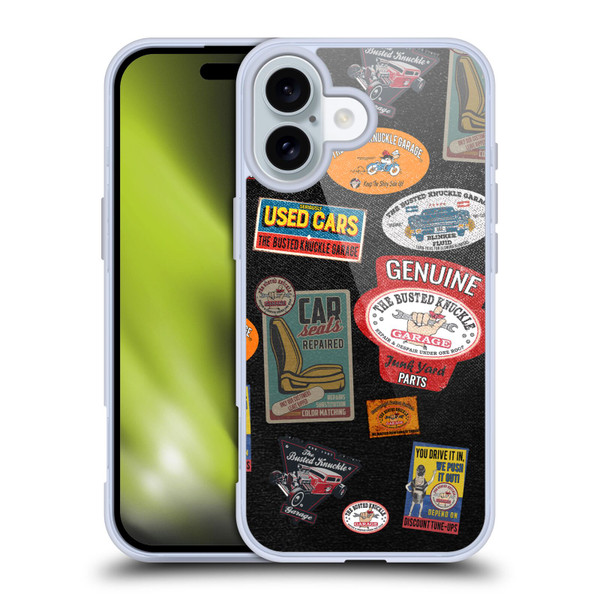 Busted Knuckle Garage Graphics Patches Soft Gel Case for Apple iPhone 16