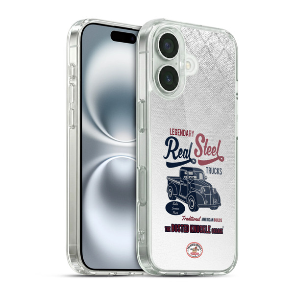 Busted Knuckle Garage Graphics Real Steel Soft Gel Case for Apple iPhone 16 & MagSafe