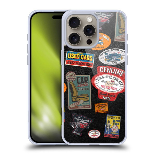 Busted Knuckle Garage Graphics Patches Soft Gel Case for Apple iPhone 16 Pro Max