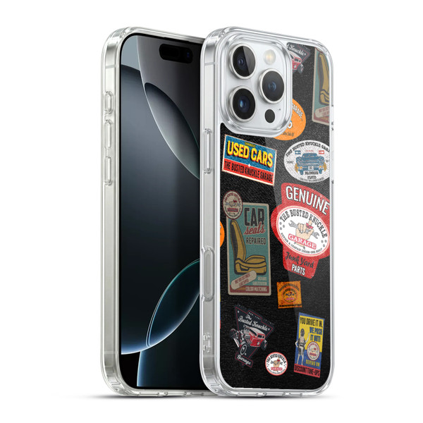 Busted Knuckle Garage Graphics Patches Soft Gel Case for Apple iPhone 16 Pro Max & MagSafe