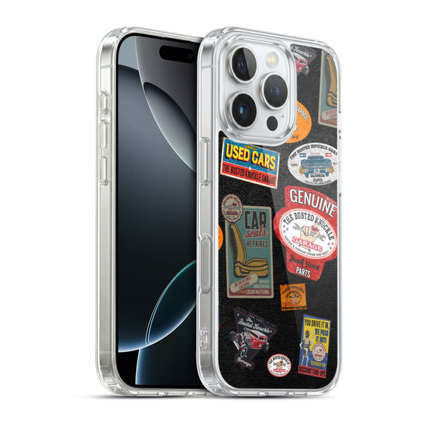 Busted Knuckle Garage Graphics Patches Soft Gel Case for Apple iPhone 16 Pro & MagSafe