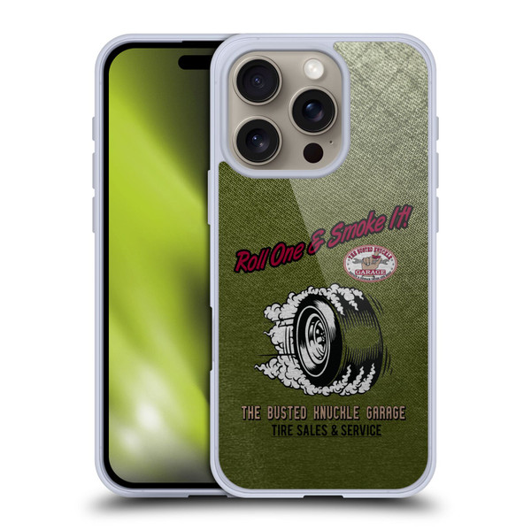 Busted Knuckle Garage Graphics Tire Soft Gel Case for Apple iPhone 16 Pro