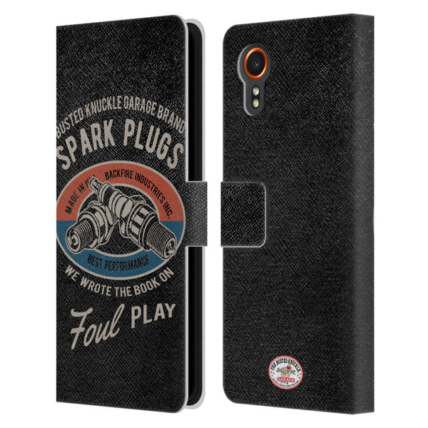 Busted Knuckle Garage Graphics Spark Plugs Leather Book Wallet Case Cover For Samsung Galaxy Xcover7 5G