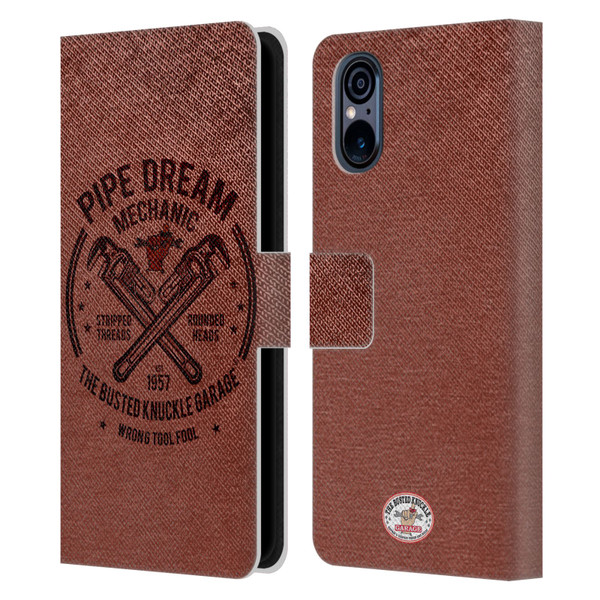 Busted Knuckle Garage Graphics Pipe Dream Leather Book Wallet Case Cover For Sony Xperia 5 V 5G