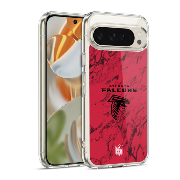NFL Atlanta Falcons Graphics Coloured Marble Soft Gel Case for Google Pixel 9 / Pixel 9 Pro
