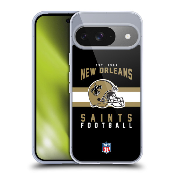 NFL New Orleans Saints Graphics Helmet Typography Soft Gel Case for Google Pixel 9 / Pixel 9 Pro