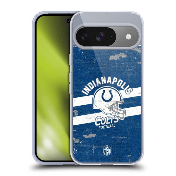 NFL Indianapolis Colts Logo Art Helmet Distressed Soft Gel Case for Google Pixel 9 / Pixel 9 Pro