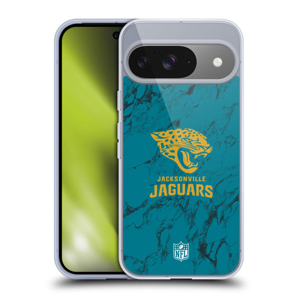 NFL Jacksonville Jaguars Graphics Coloured Marble Soft Gel Case for Google Pixel 9 / Pixel 9 Pro