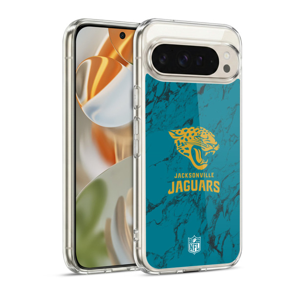 NFL Jacksonville Jaguars Graphics Coloured Marble Soft Gel Case for Google Pixel 9 / Pixel 9 Pro