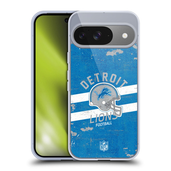 NFL Detroit Lions Logo Art Helmet Distressed Soft Gel Case for Google Pixel 9 / Pixel 9 Pro
