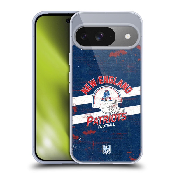 NFL New England Patriots Logo Art Helmet Distressed Soft Gel Case for Google Pixel 9 / Pixel 9 Pro