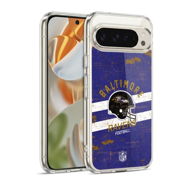 NFL Baltimore Ravens Logo Art Helmet Distressed Soft Gel Case for Google Pixel 9 / Pixel 9 Pro