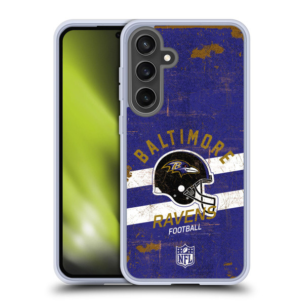 NFL Baltimore Ravens Logo Art Helmet Distressed Soft Gel Case for Samsung Galaxy S24 FE