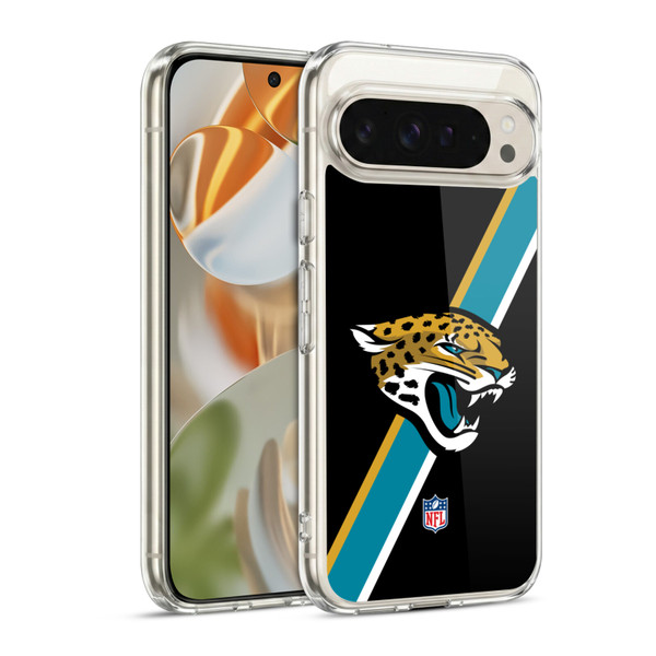 NFL Jacksonville Jaguars Logo Stripes Soft Gel Case for Google Pixel 9 / Pixel 9 Pro