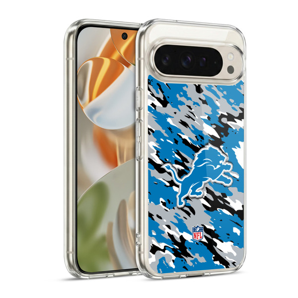 NFL Detroit Lions Logo Camou Soft Gel Case for Google Pixel 9 / Pixel 9 Pro