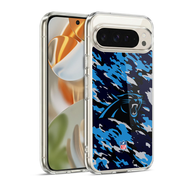 NFL Carolina Panthers Logo Camou Soft Gel Case for Google Pixel 9 / Pixel 9 Pro
