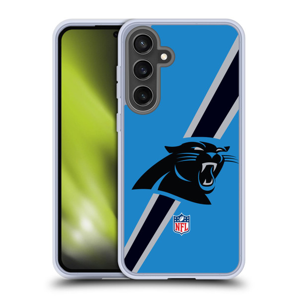 NFL Carolina Panthers Logo Stripes Soft Gel Case for Samsung Galaxy S24 FE