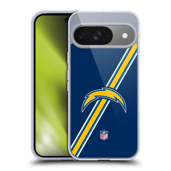 NFL Los Angeles Chargers Logo Stripes Soft Gel Case for Google Pixel 9 / Pixel 9 Pro
