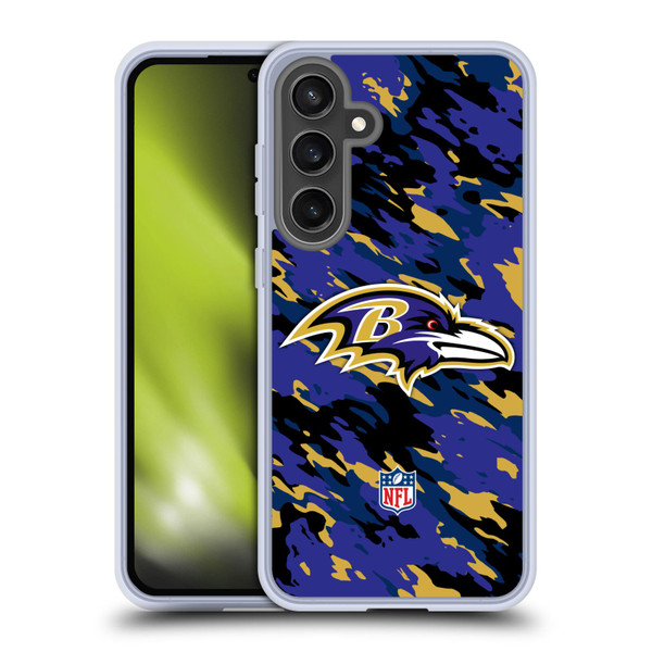 NFL Baltimore Ravens Logo Camou Soft Gel Case for Samsung Galaxy S24 FE