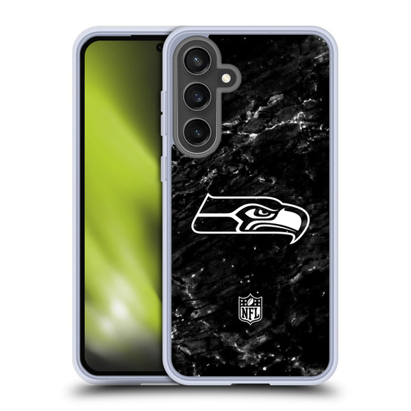 NFL Seattle Seahawks Artwork Marble Soft Gel Case for Samsung Galaxy S24 FE