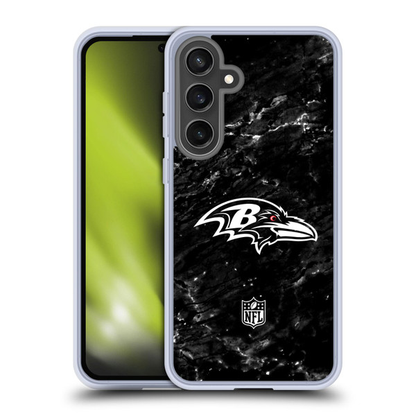NFL Baltimore Ravens Artwork Marble Soft Gel Case for Samsung Galaxy S24 FE