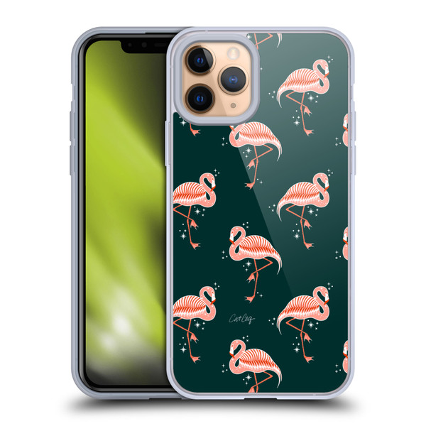 Cat Coquillette Tropical Wildlife Flamingo Sparkles Soft Gel Case for Apple iPhone 11 Pro