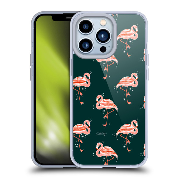 Cat Coquillette Tropical Wildlife Flamingo Sparkles Soft Gel Case for Apple iPhone 13 Pro