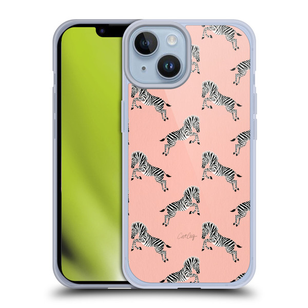Cat Coquillette Tropical Wildlife Zebra Leap Pattern Soft Gel Case for Apple iPhone 14