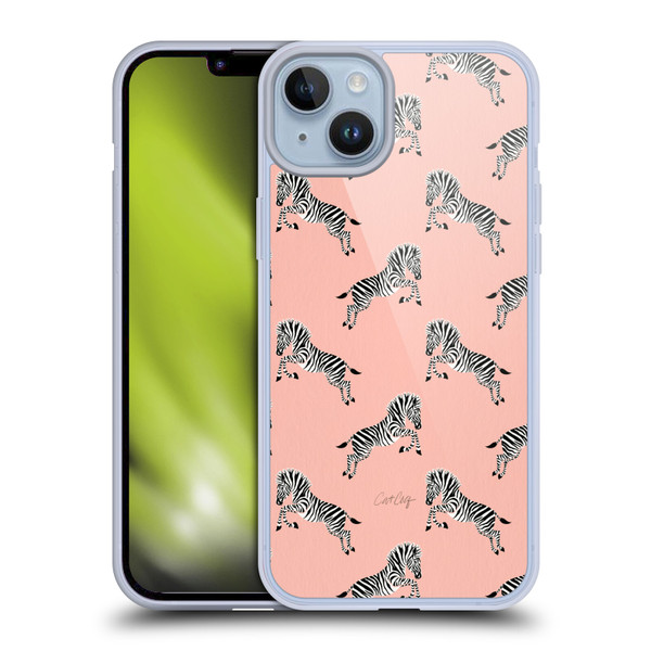 Cat Coquillette Tropical Wildlife Zebra Leap Pattern Soft Gel Case for Apple iPhone 14 Plus