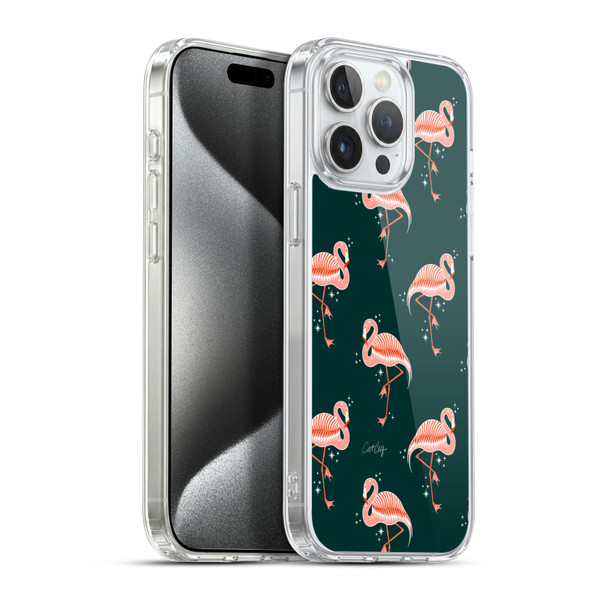 Cat Coquillette Tropical Wildlife Flamingo Sparkles Soft Gel Case for Apple iPhone 15 Pro Max & MagSafe