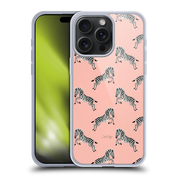 Cat Coquillette Tropical Wildlife Zebra Leap Pattern Soft Gel Case for Apple iPhone 15 Pro Max
