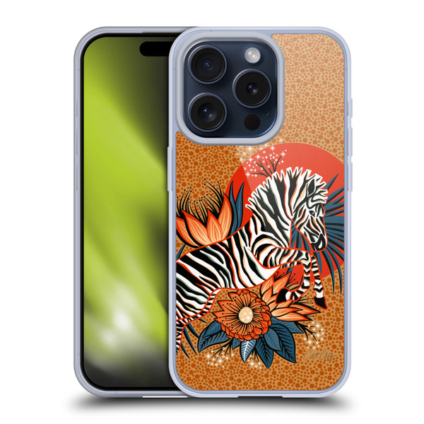 Cat Coquillette Tropical Wildlife Zebra Leap Soft Gel Case for Apple iPhone 15 Pro