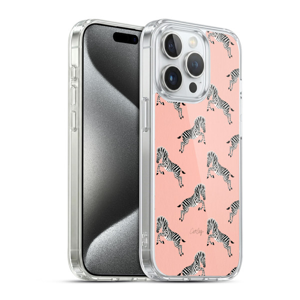 Cat Coquillette Tropical Wildlife Zebra Leap Pattern Soft Gel Case for Apple iPhone 15 Pro & MagSafe