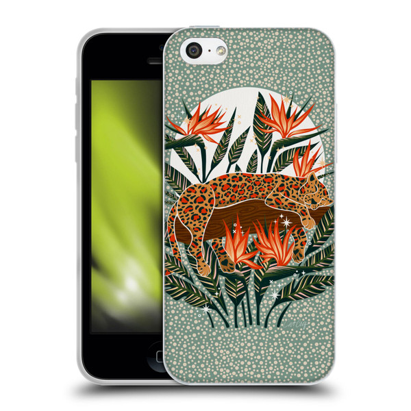 Cat Coquillette Tropical Wildlife Leopard Moonrise Soft Gel Case for Apple iPhone 5c