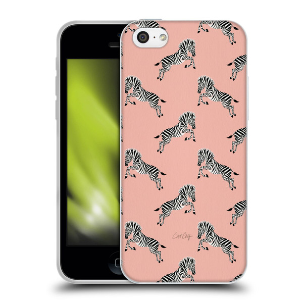 Cat Coquillette Tropical Wildlife Zebra Leap Pattern Soft Gel Case for Apple iPhone 5c