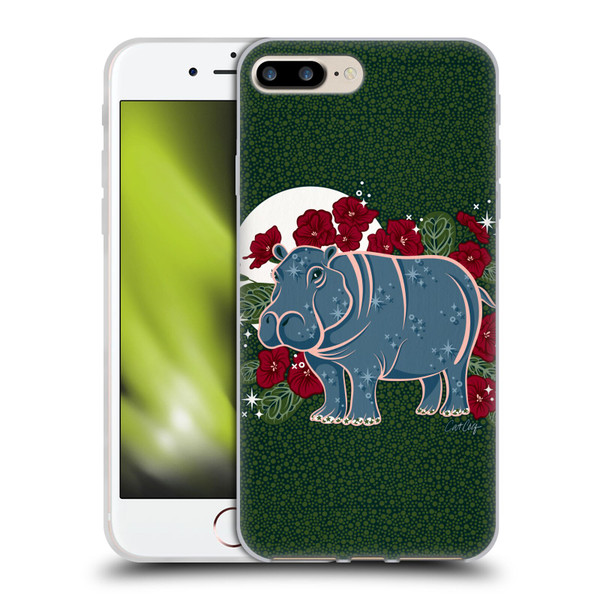 Cat Coquillette Tropical Wildlife Hippo And African Violet Soft Gel Case for Apple iPhone 7 Plus / iPhone 8 Plus