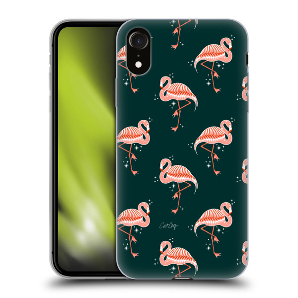 Cat Coquillette Tropical Wildlife Flamingo Sparkles Soft Gel Case for Apple iPhone XR