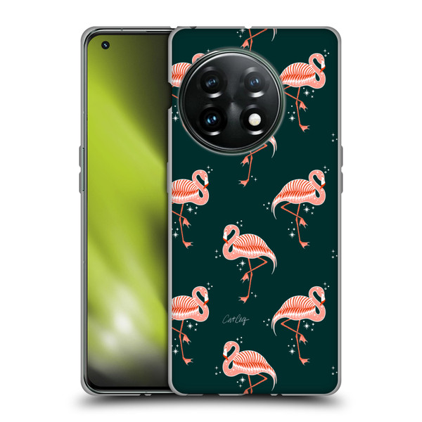 Cat Coquillette Tropical Wildlife Flamingo Sparkles Soft Gel Case for OnePlus 11 5G